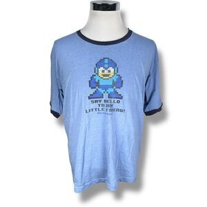 Vintage MegaMan T-Shirt Men’s XL Blue Say Hello To My Little Friend Y2K 2003 USA